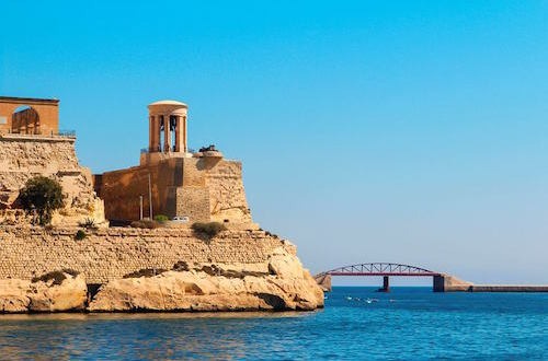 Bell Memorial in Malta Blue Sky Sea