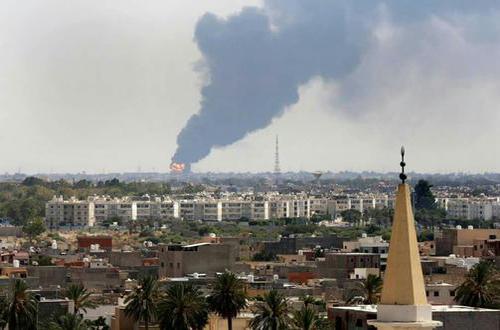 Building on Fire in Libya