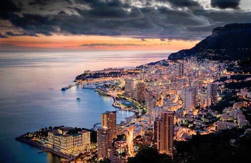 Ariel Nighttime View of Monte Carlo Monaco