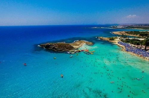 Ariel View of Nissi Beach in Cypus