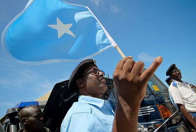 Somali Police Force With Flag